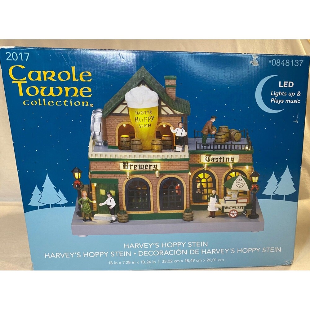 Carole Towne Harvey's Hoppy Stein Animatronic Lighted Musical Village -No Cord